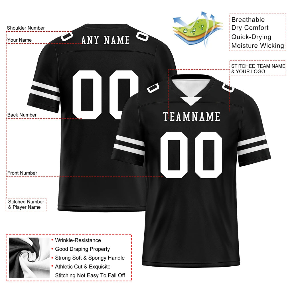 Custom Black Classic Style Personalized Authentic Football Jersey FBJ02-bd0a70bc - Coolcustomize