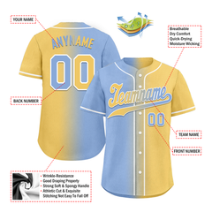 Custom Blue Yellow Gradient Fashion Personalized Authentic Baseball Jersey BSBJ01-D0a7079