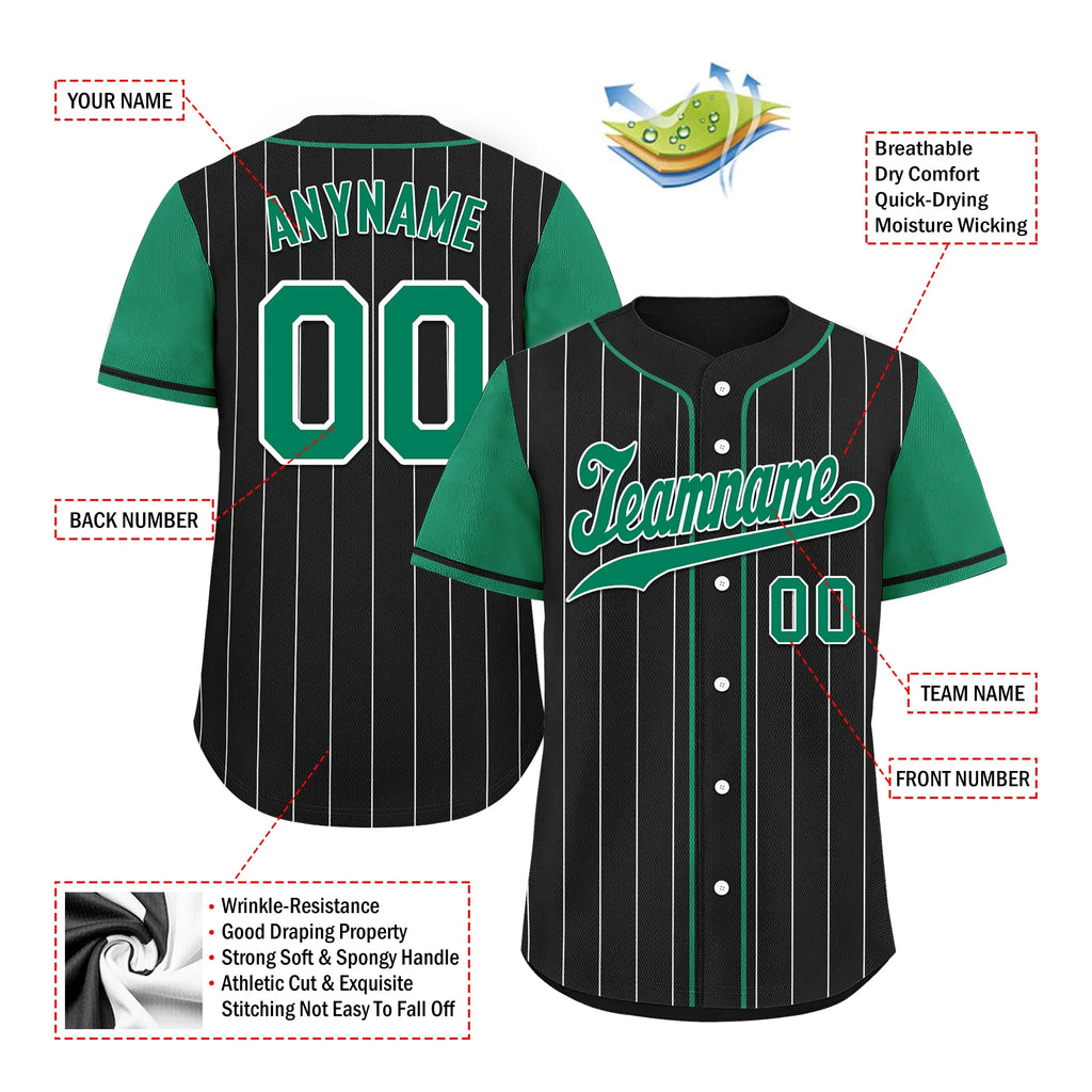 Custom Black Green Stripe Fashion Personalized Authentic Baseball Jersey BSBJ01-D017238 - Coolcustomize