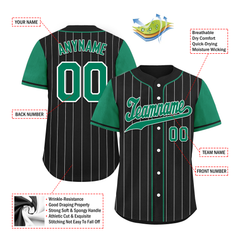 Custom Black Green Stripe Fashion Personalized Authentic Baseball Jersey BSBJ01-D017238