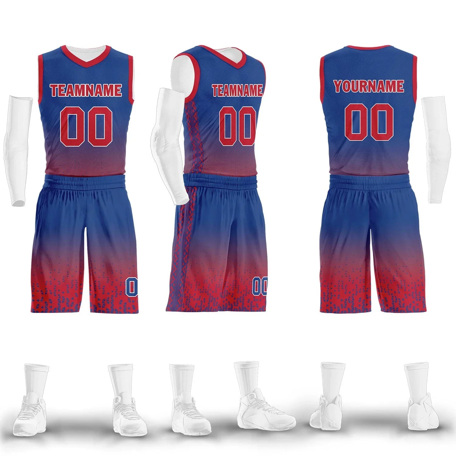 Custom Blue Red Fade Fashion Sports Uniform Basketball Jersey BBJ01-D020102-1 - Coolcustomize