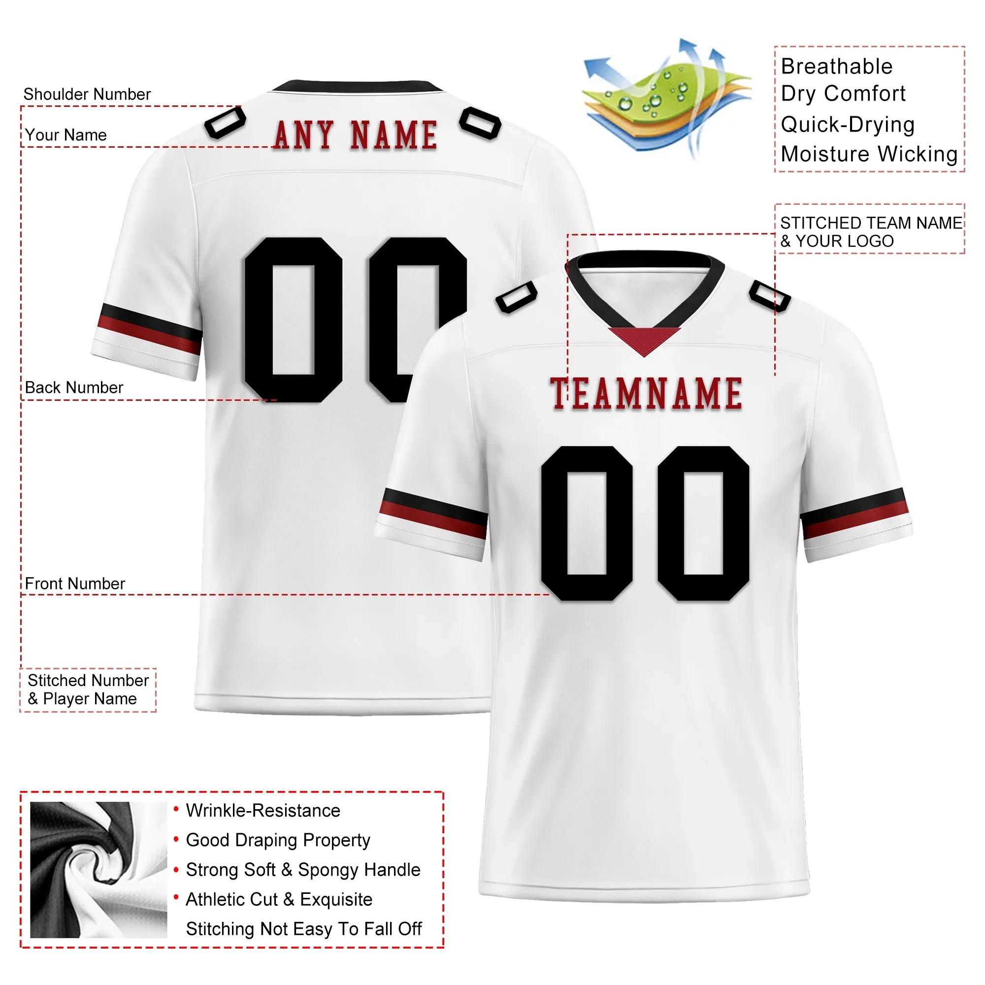 Custom White Black Classic Style Personalized Authentic Football Jersey FBJ02-bd0a700b - Coolcustomize