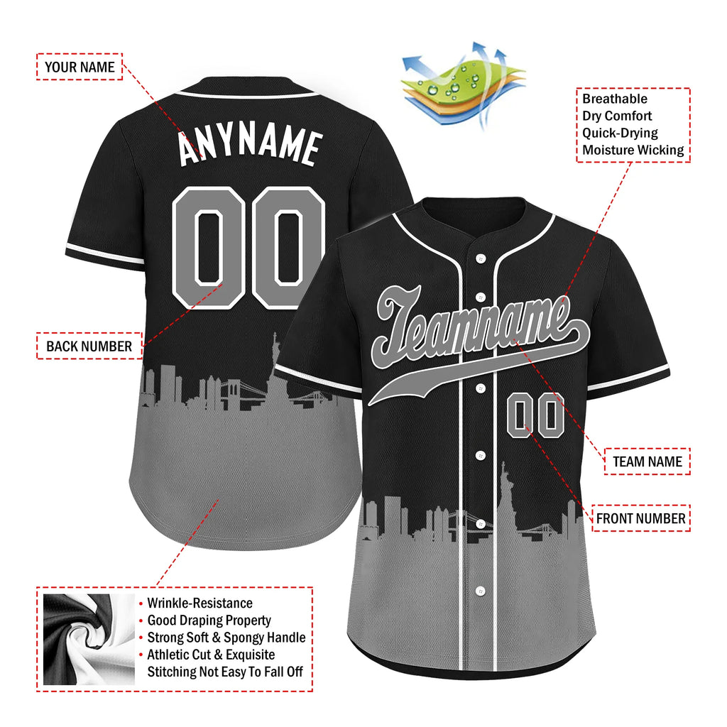 Custom Black Gray City Edition Personalized Authentic Baseball Jersey BSBJ01-D017125 - Coolcustomize