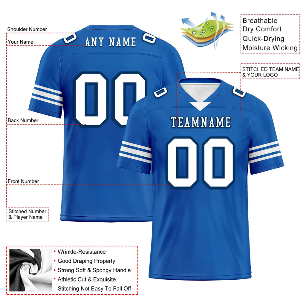 Custom Blue Classic Style Personalized Authentic Football Jersey FBJ02-bd0a700f - Coolcustomize