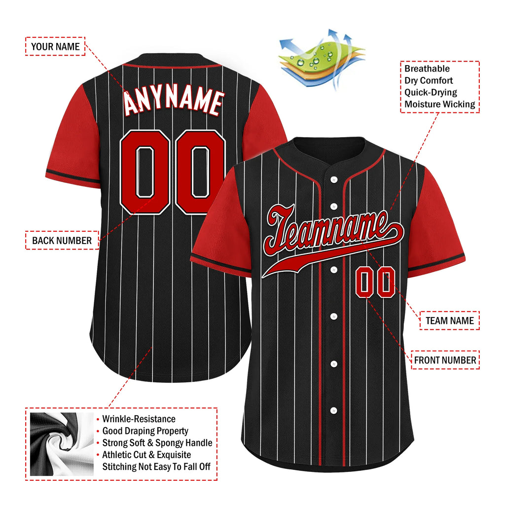 Custom Black Red Stripe Fashion Personalized Authentic Baseball Jersey BSBJ01-D017216 - Coolcustomize