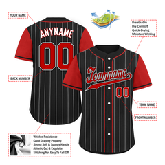 Custom Black Red Stripe Fashion Personalized Authentic Baseball Jersey BSBJ01-D017216