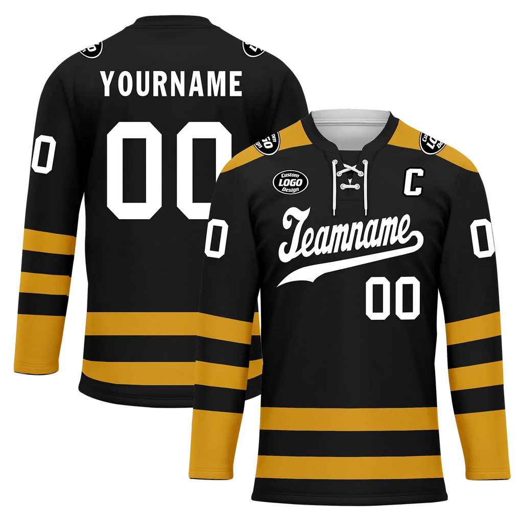 Custom Black Yellow Personalized Hockey Jersey HCKJ01-D0a70ee - Coolcustomize
