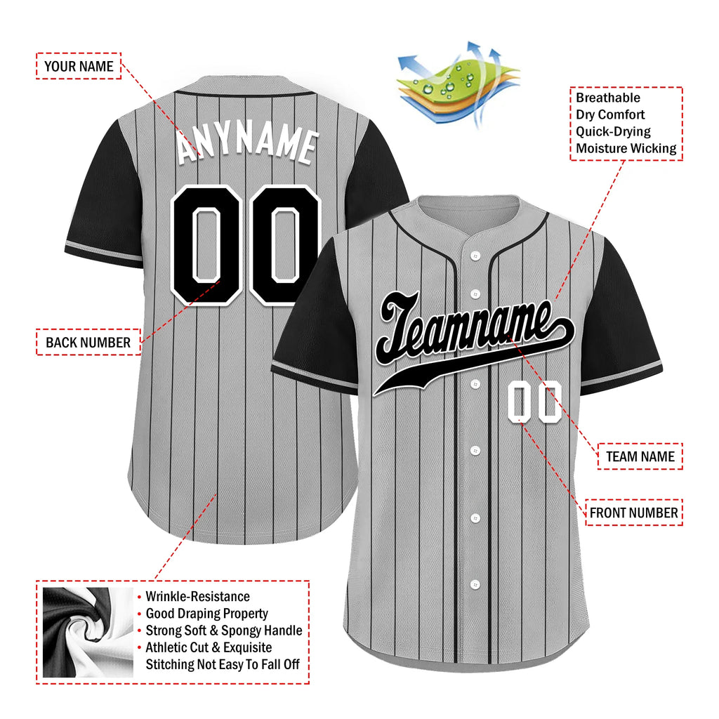 Custom Gray Black Stripe Fashion Personalized Authentic Baseball Jersey BSBJ01-D017254 - Coolcustomize
