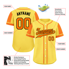 Custom Yellow Orange Raglan Sleeves Personalized Authentic Baseball Jersey BSBJ01-D017204