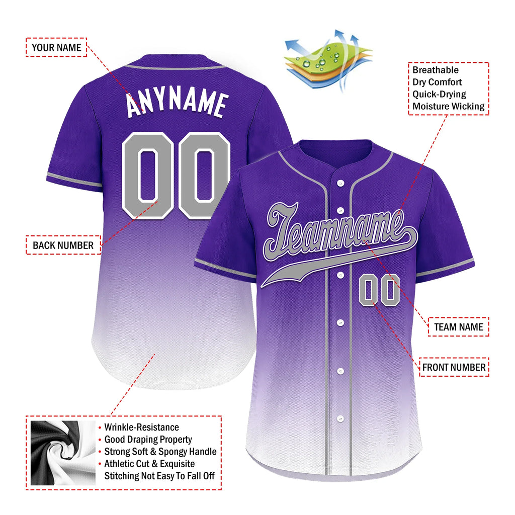 Custom Purple White Fade Fashion Personalized Authentic Baseball Jersey BSBJ01-D0a70eb - Coolcustomize