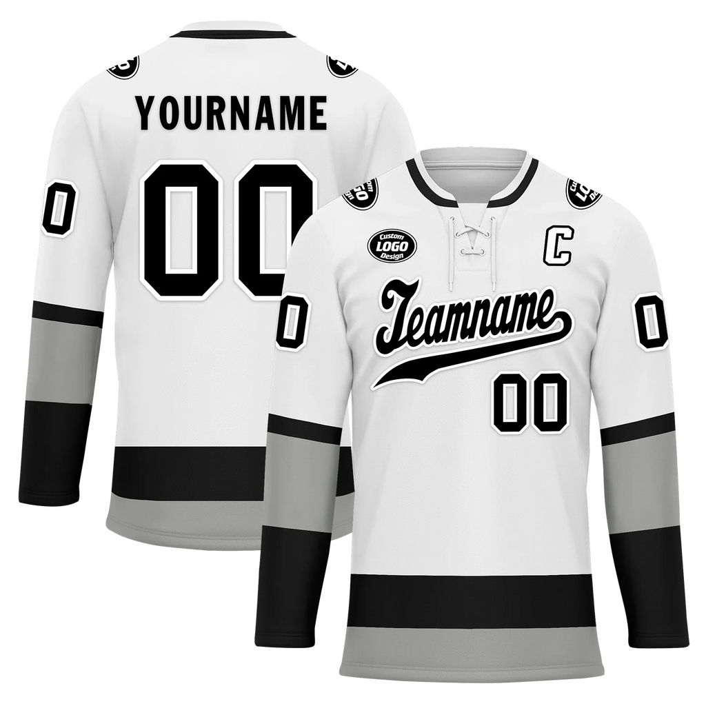 Custom White Grey Personalized Hockey Jersey HCKJ01-D0a70e7 - Coolcustomize