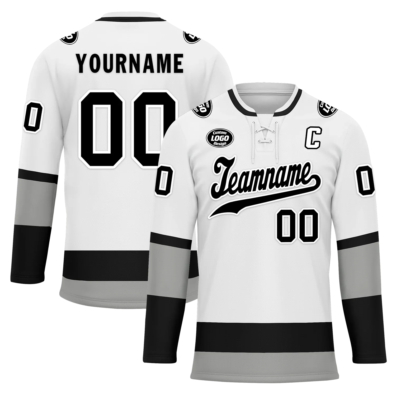 Custom White Grey Personalized Hockey Jersey HCKJ01-D0a70e7 - Coolcustomize