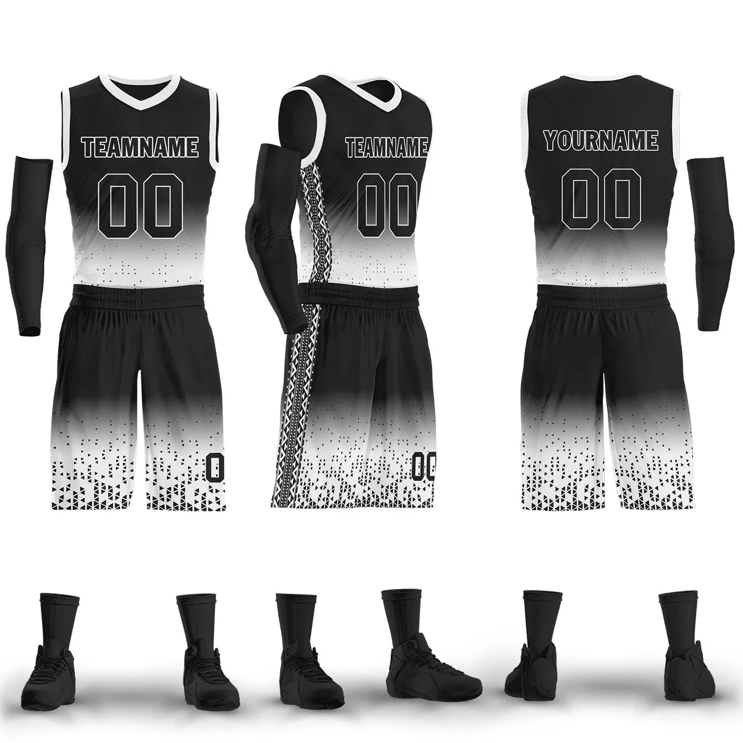 Custom Black White Fade Fashion Sports Uniform Basketball Jersey BBJ01-D020102-2 - Coolcustomize