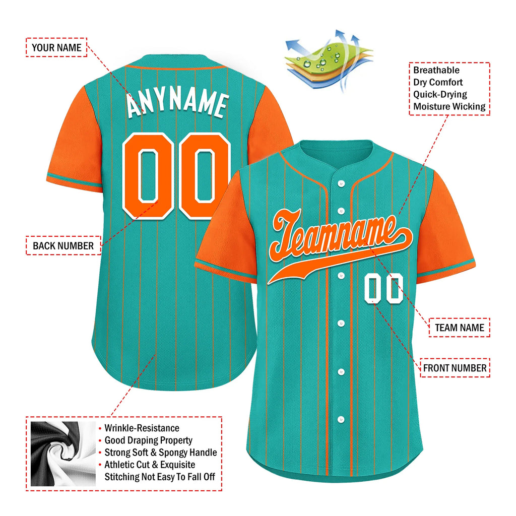Custom Cyan Orange Stripe Fashion Personalized Authentic Baseball Jersey BSBJ01-D017233 - Coolcustomize