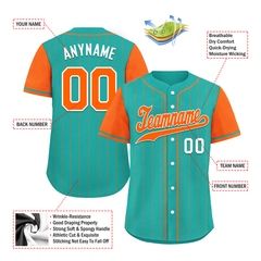 Custom Cyan Orange Stripe Fashion Personalized Authentic Baseball Jersey BSBJ01-D017233