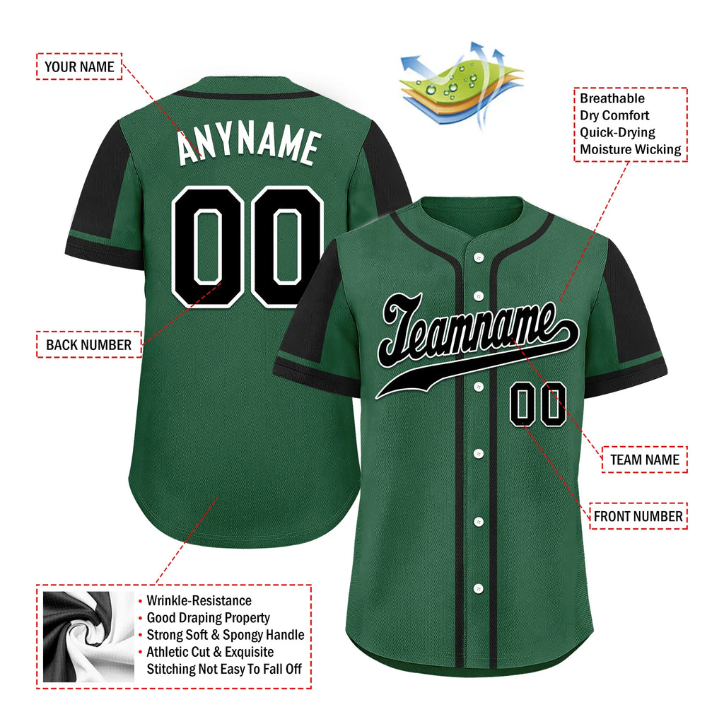 Custom Green Black Raglan Sleeves Personalized Authentic Baseball Jersey BSBJ01-D017207 - Coolcustomize