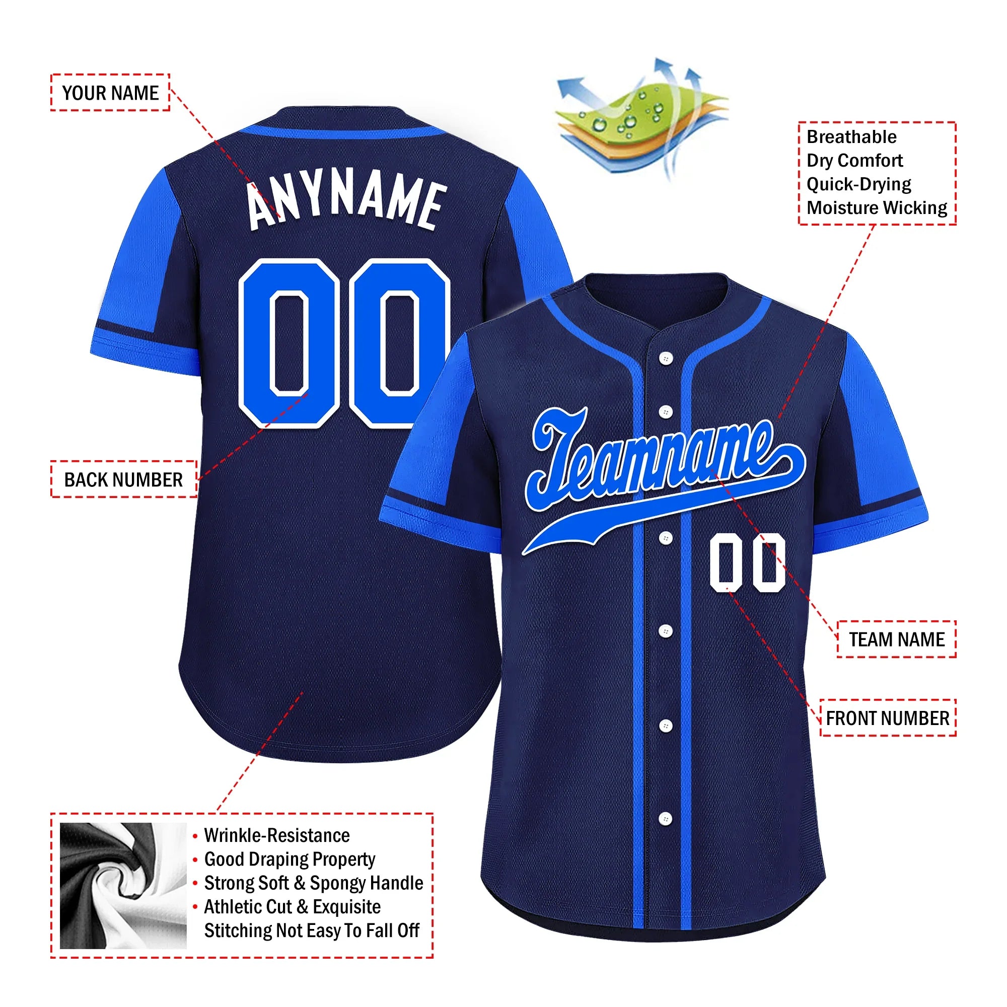 Custom Blue Raglan Sleeves Personalized Authentic Baseball Jersey BSBJ01-D017183 - Coolcustomize