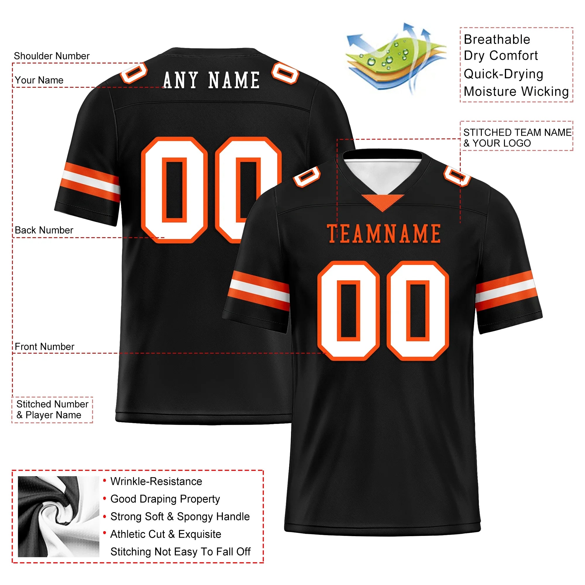 Custom Black Classic Style Personalized Authentic Football Jersey FBJ02-bd0a70c0 - Coolcustomize