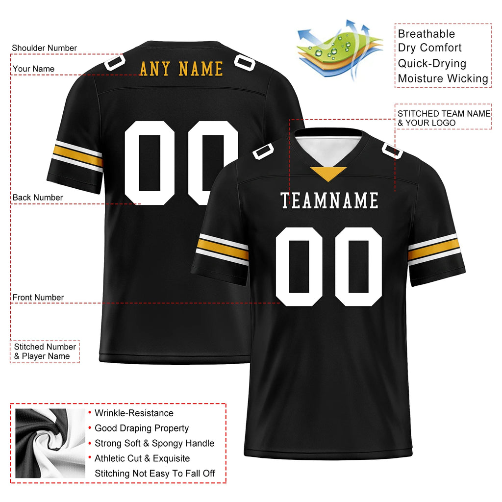 Custom Black Classic Style Personalized Authentic Football Jersey FBJ02-bd0a70a8 - Coolcustomize