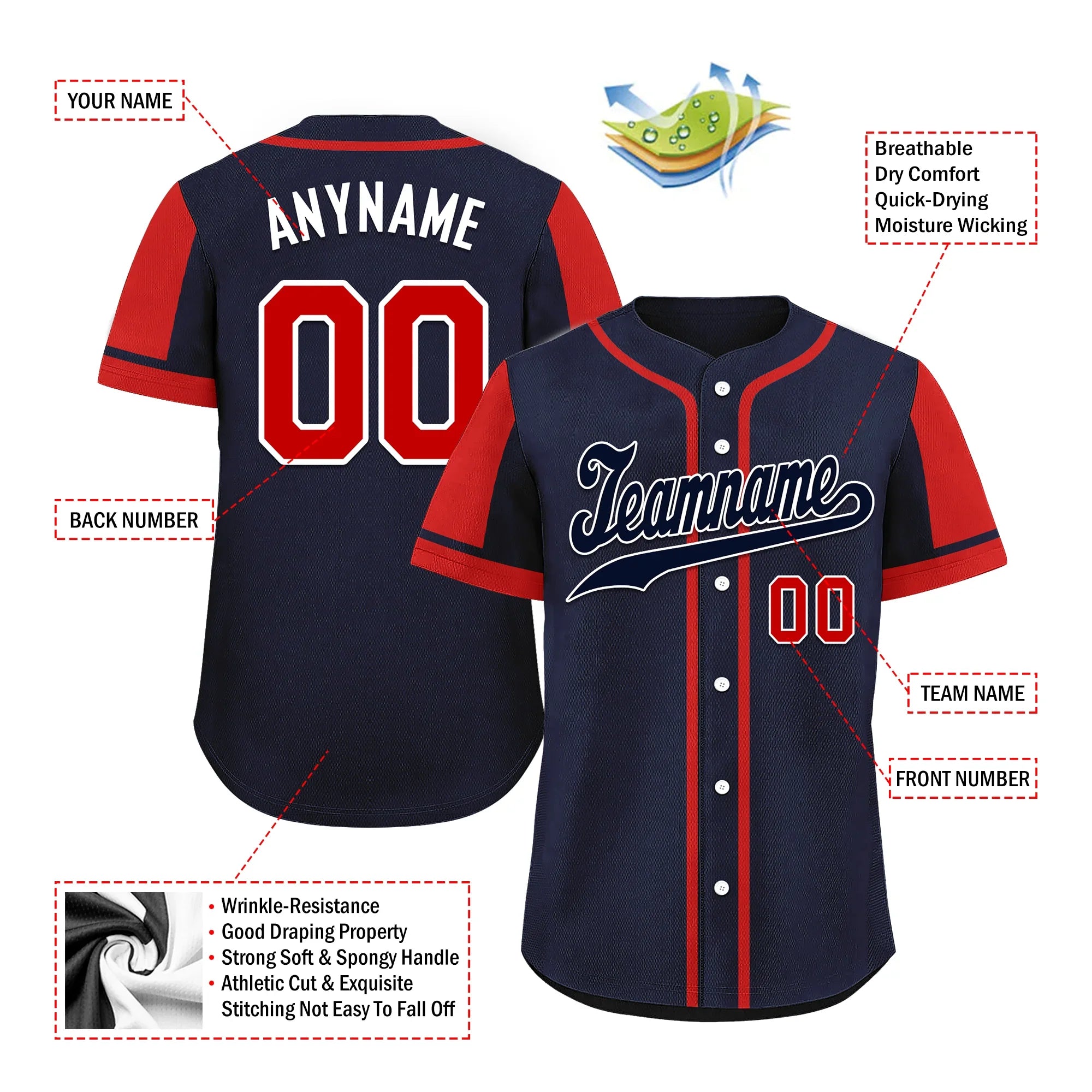 Custom Blue Red Raglan Sleeves Personalized Authentic Baseball Jersey BSBJ01-D017180 - Coolcustomize
