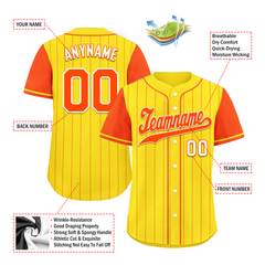 Custom Gold Orange Stripe Fashion Personalized Authentic Baseball Jersey BSBJ01-D017251