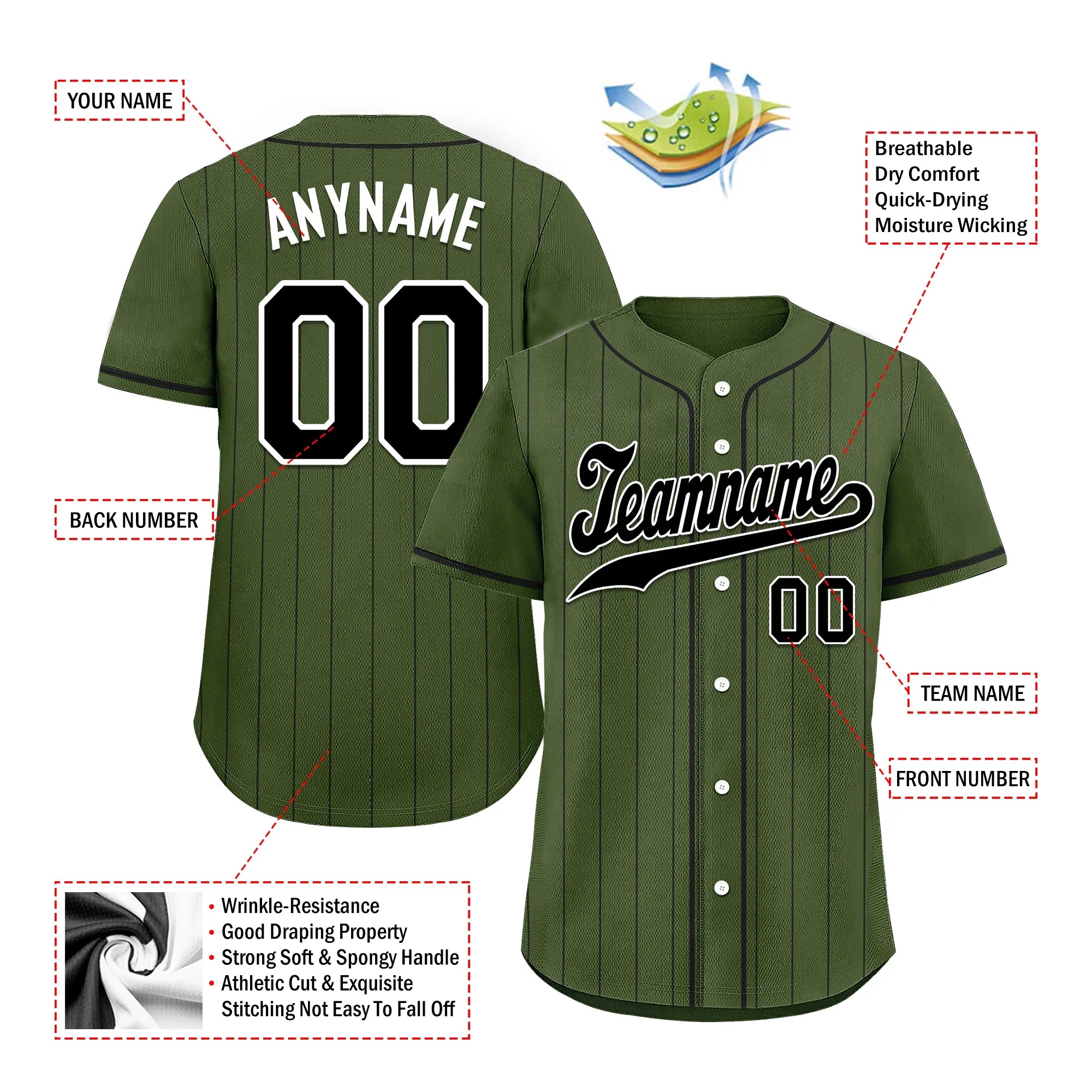 Custom Green Stripe Fashion Personalized Authentic Baseball Jersey BSBJ01-D017257 - Coolcustomize