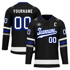 Custom Black Grey Personalized Hockey Jersey HCKJ01-D0a70ba