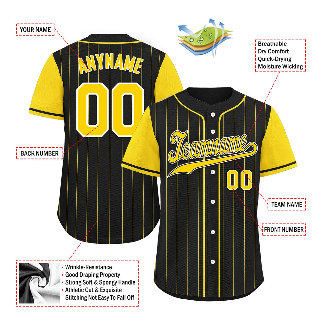 Custom Black Gold Stripe Fashion Personalized Authentic Baseball Jersey BSBJ01-D017217 - Coolcustomize