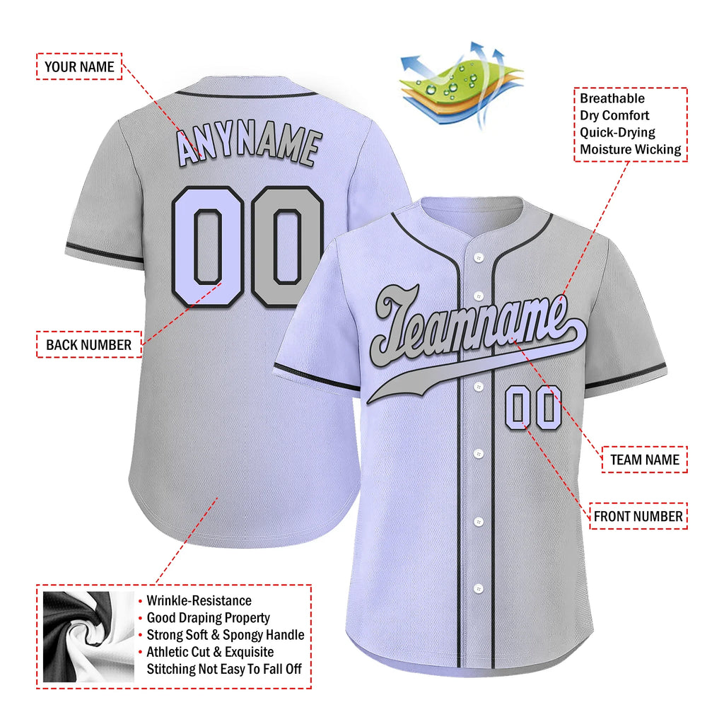 Custom Purple Grey Gradient Fashion Personalized Authentic Baseball Jersey BSBJ01-D0a7a0f - Coolcustomize