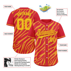 Custom Red Yellow Zebra Pattern Personalized Authentic Baseball Jersey BSBJ01-D020201-6