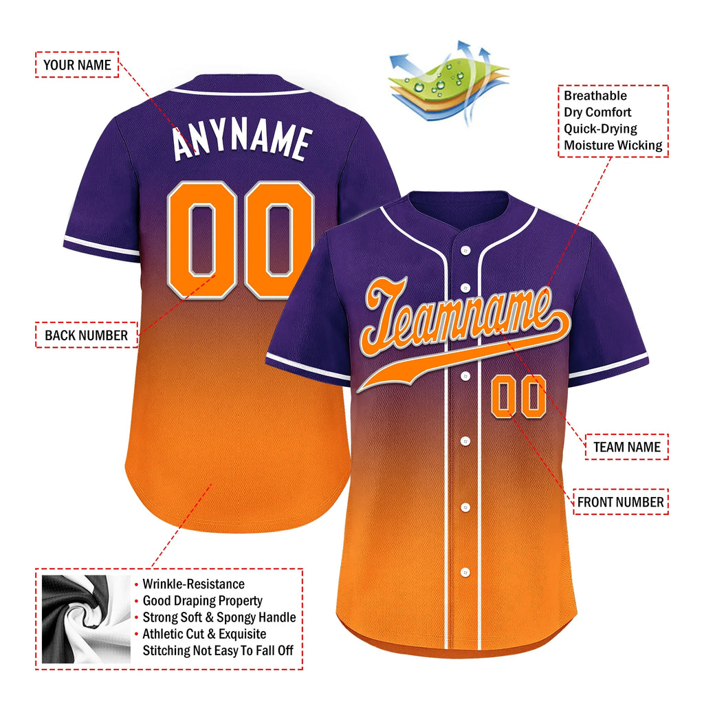 Custom Purple Orange Fade Fashion Personalized Authentic Baseball Jersey BSBJ01-D0a70de - Coolcustomize