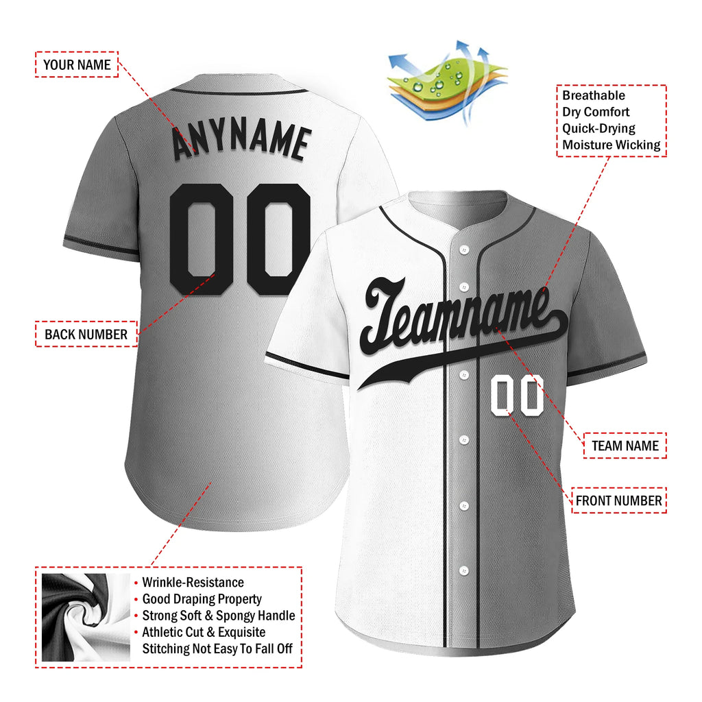 Custom White Grey Gradient Fashion Personalized Authentic Baseball Jersey BSBJ01-D0a7aaf - Coolcustomize