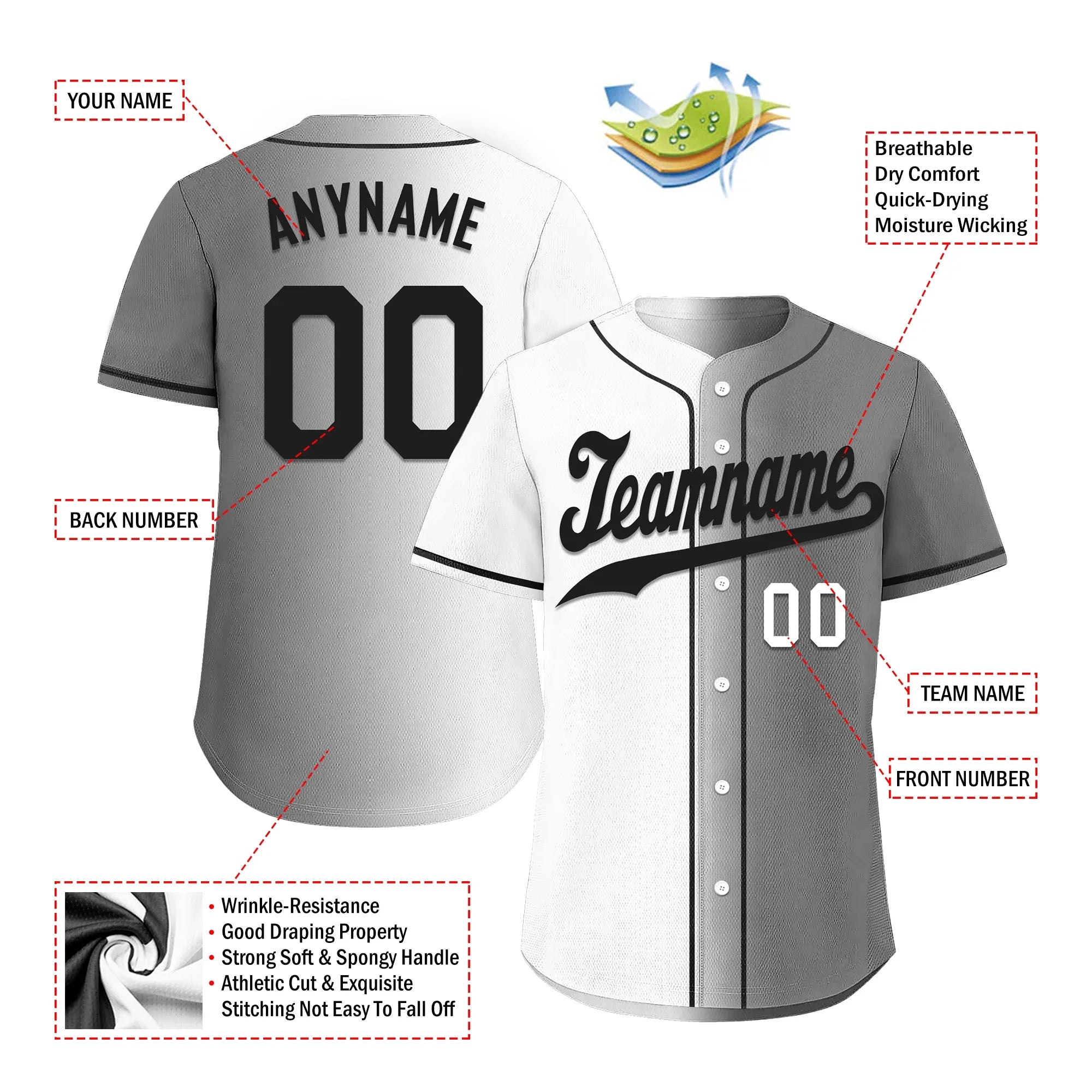 Custom White Grey Gradient Fashion Personalized Authentic Baseball Jersey BSBJ01-D0a7aaf - Coolcustomize