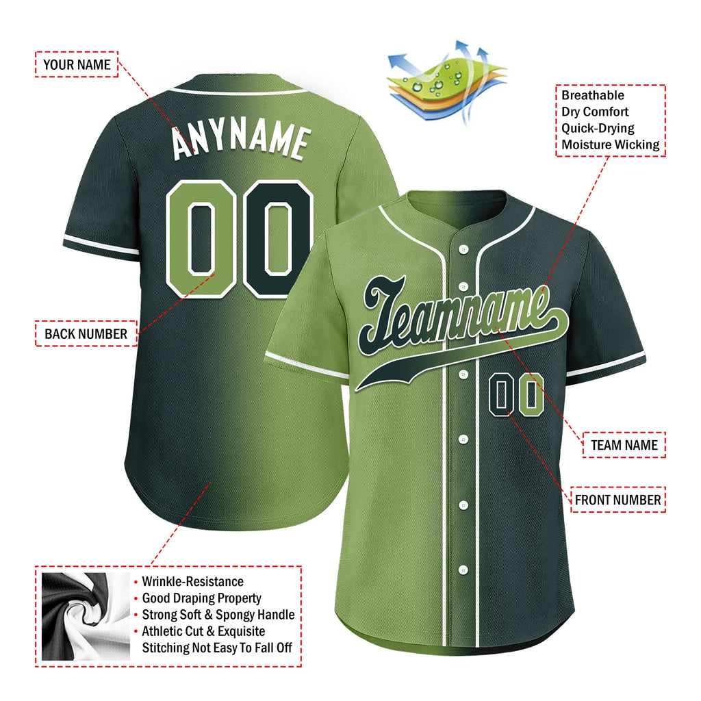 Custom Green Gradient Fashion Personalized Authentic Baseball Jersey BSBJ01-D0a708c - Coolcustomize
