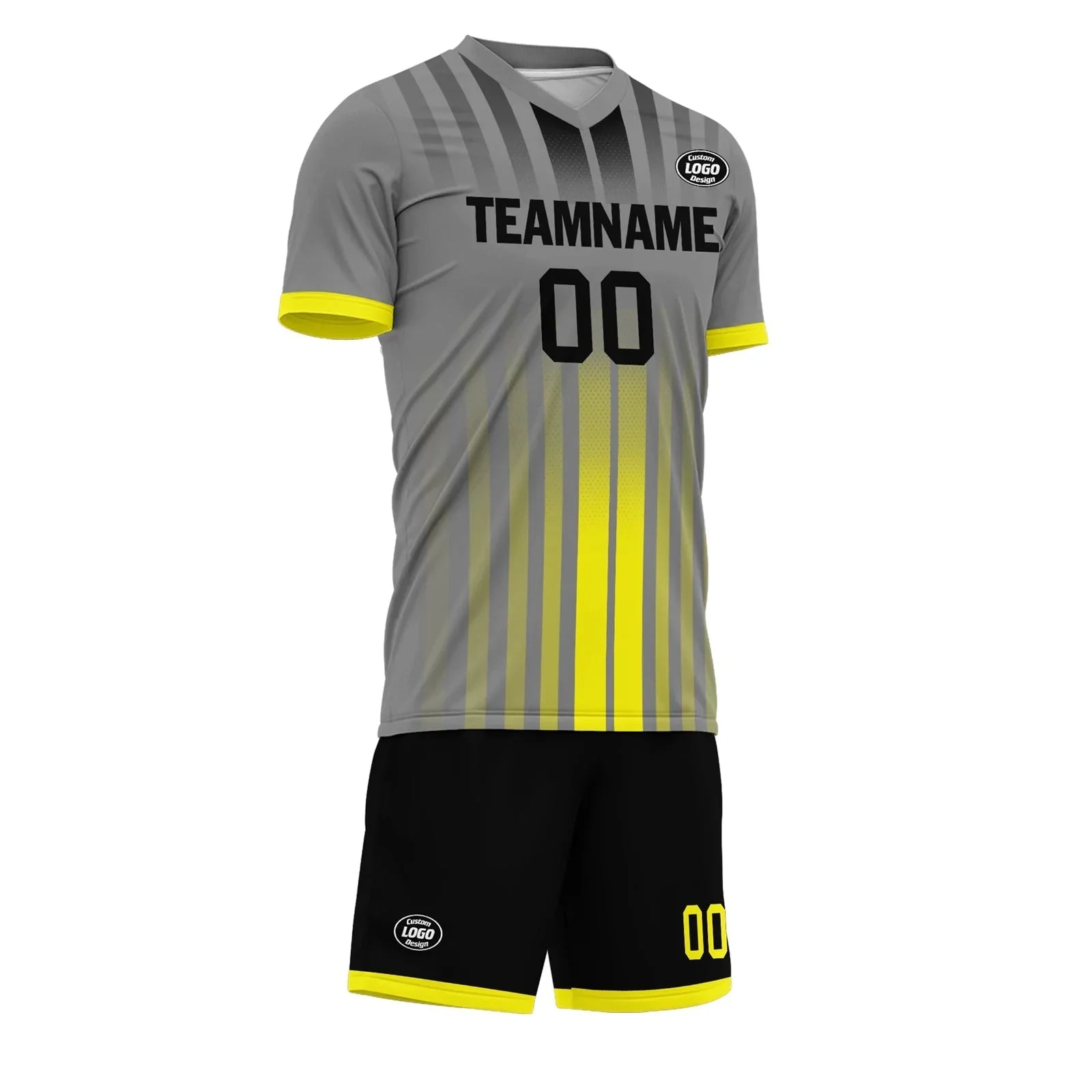 Custom Gray Yellow Soccer Sets Jersey Personalized SCJ101-D020131-9 - Coolcustomize
