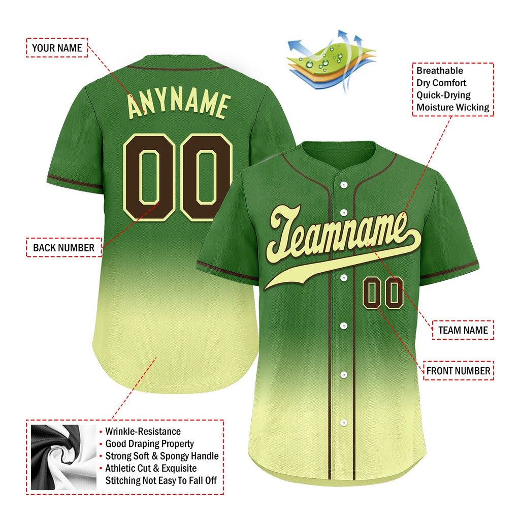 Custom Green Fade Fashion Personalized Authentic Baseball Jersey BSBJ01-D0a70f7 - Coolcustomize
