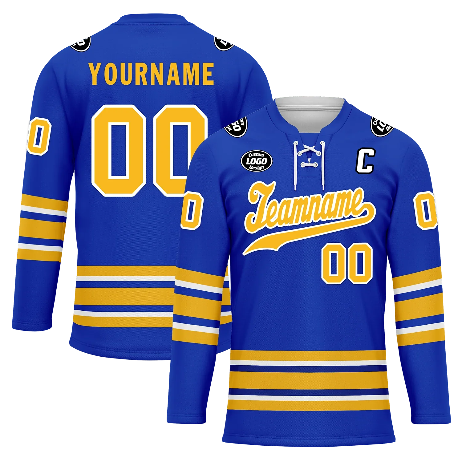 Custom Blue Yellow Personalized Hockey Jersey HCKJ01-D0a70aa - Coolcustomize