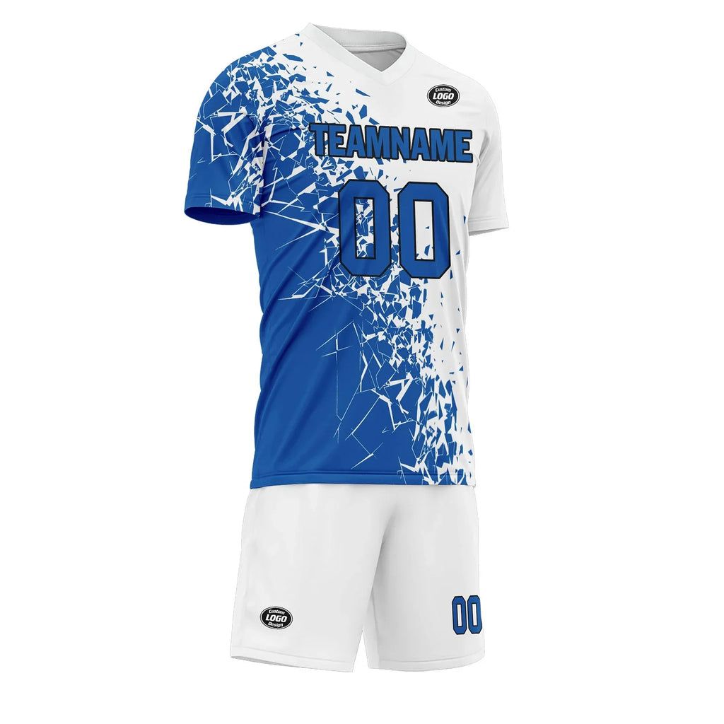 Custom Blue White Soccer Sets Jersey Personalized SCJ101-D28008 - Coolcustomize