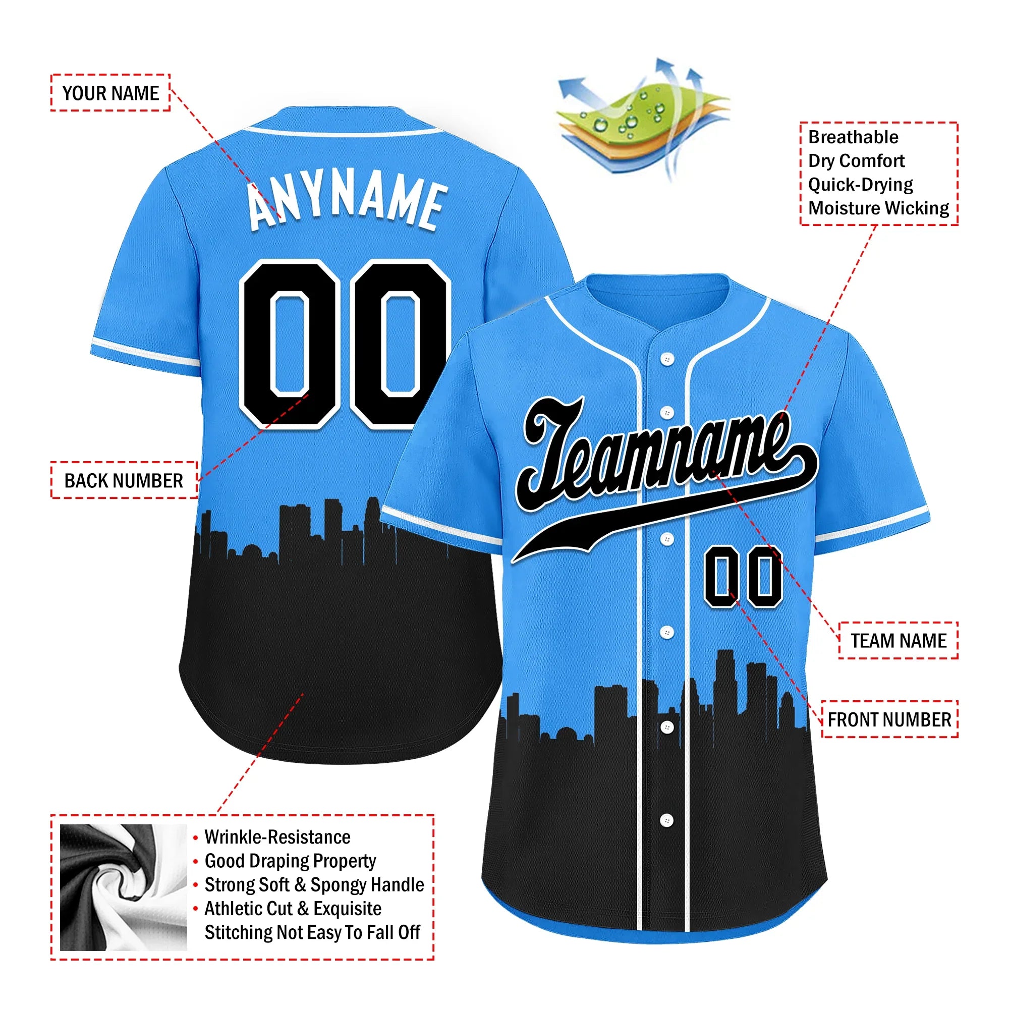 Custom Blue Black City Edition Personalized Authentic Baseball Jersey BSBJ01-D017132 - Coolcustomize