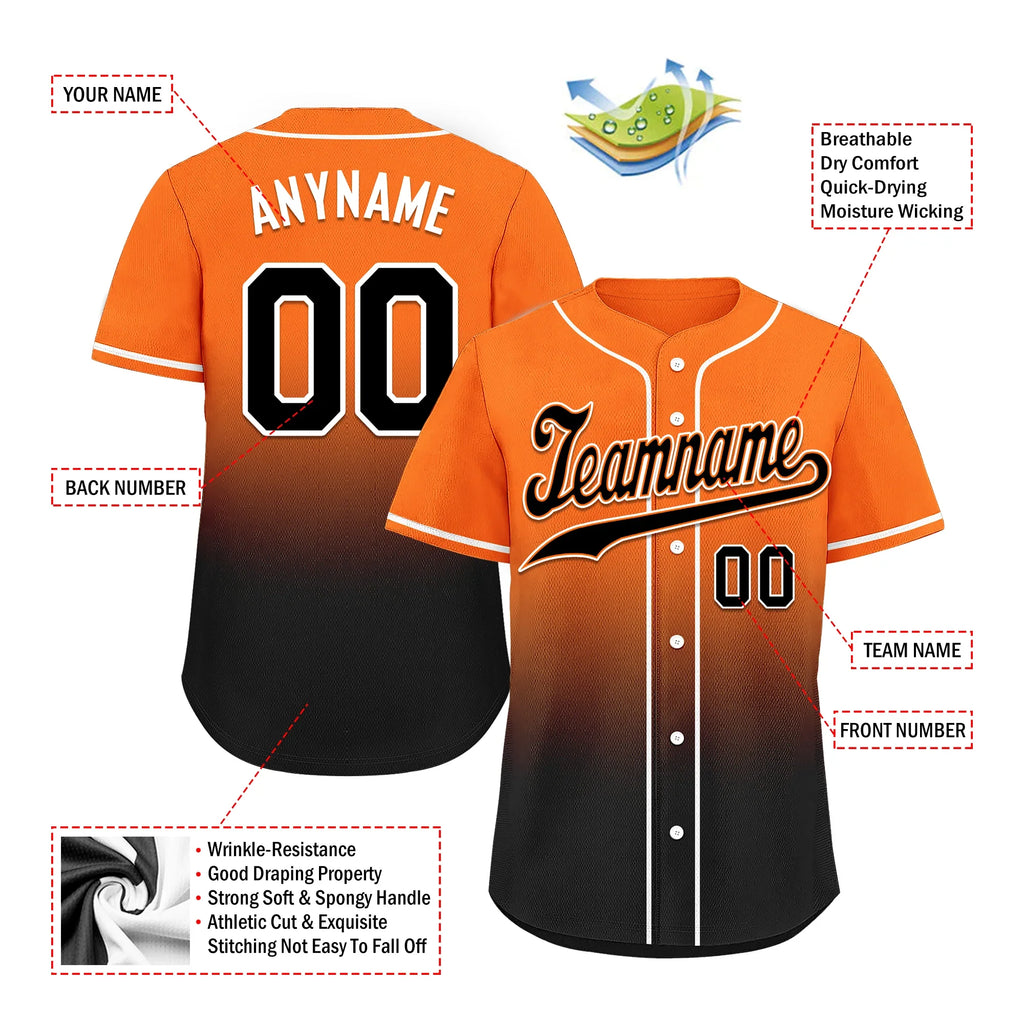 Custom Orange Black Fade Fashion Personalized Authentic Baseball Jersey BSBJ01-D0a70c7 - Coolcustomize
