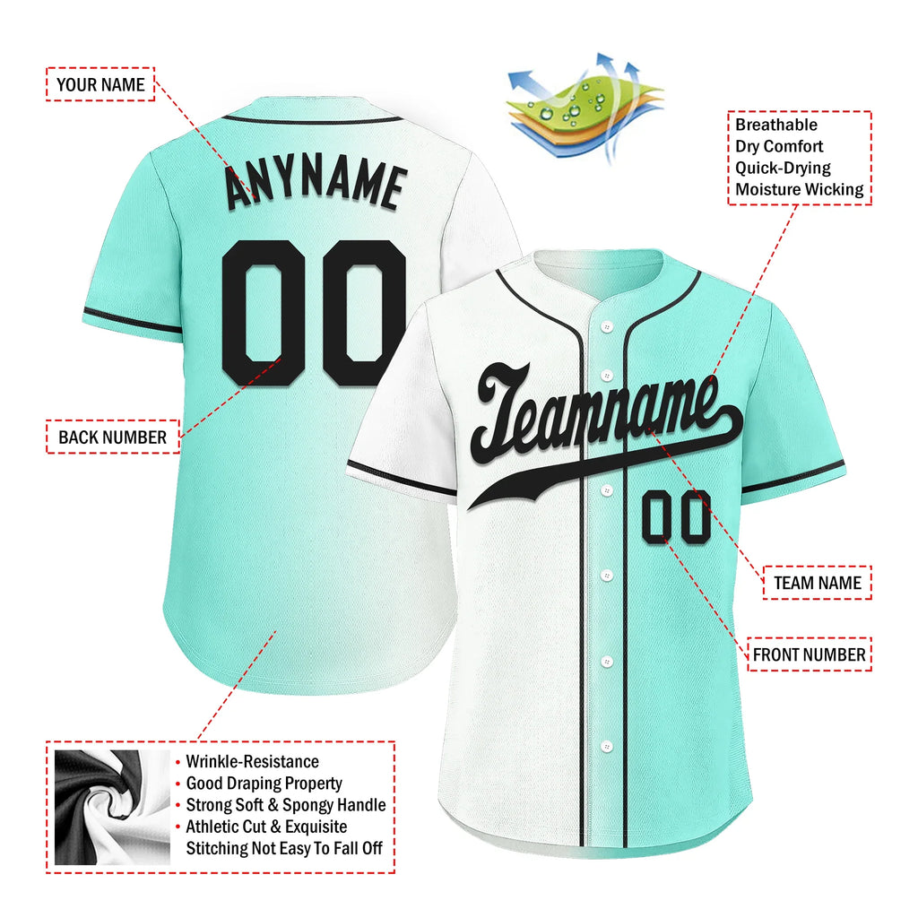 Custom White Green Gradient Fashion Personalized Authentic Baseball Jersey BSBJ01-D0a7aa7 - Coolcustomize