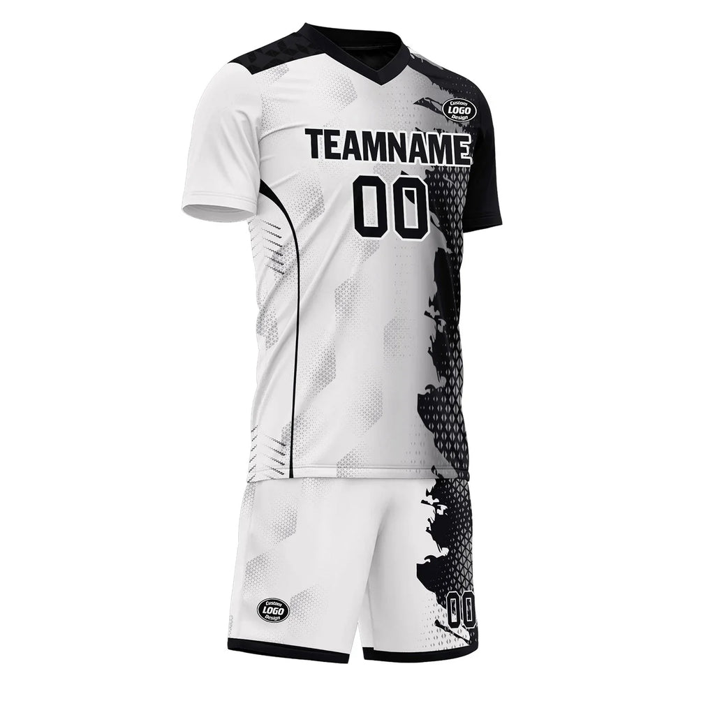 Custom Black White Soccer Sets Jersey Personalized SCJ101-D020210-2 - Coolcustomize