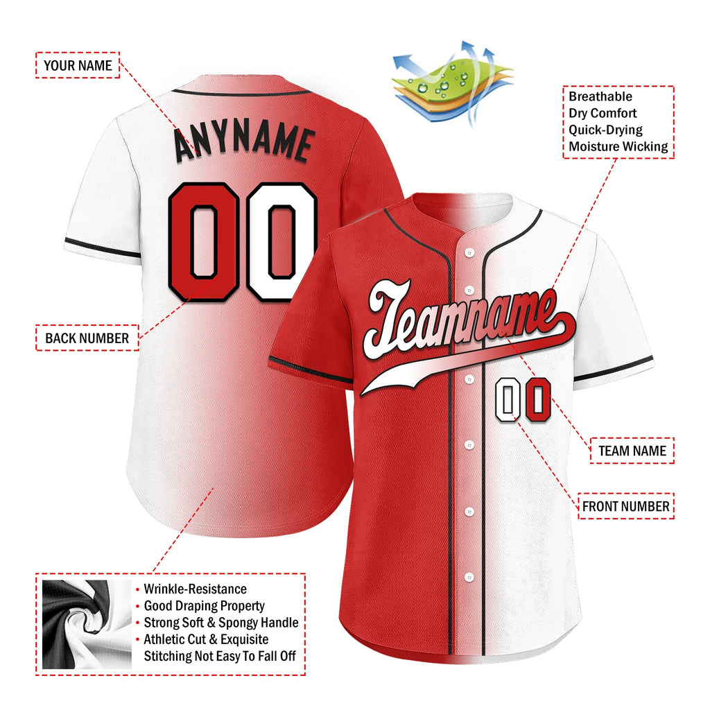 Custom Red White Gradient Fashion Personalized Authentic Baseball Jersey BSBJ01-D0a7aa9 - Coolcustomize