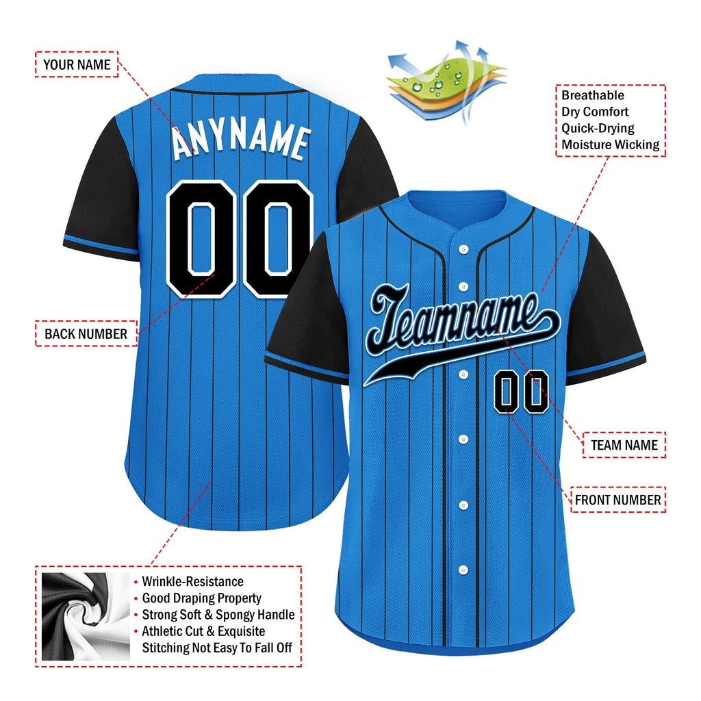Custom Blue Black Stripe Fashion Personalized Authentic Baseball Jersey BSBJ01-D017213 - Coolcustomize