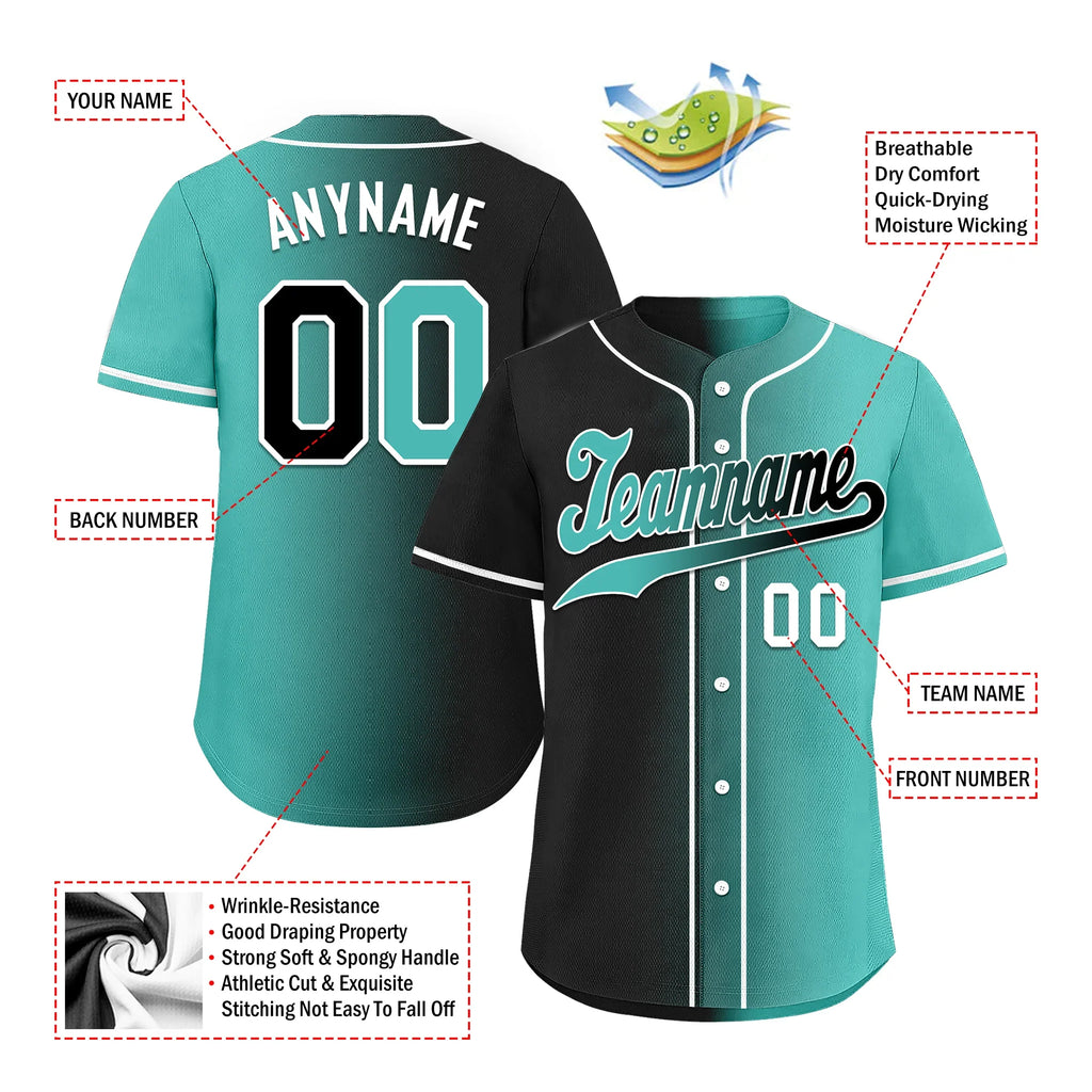 Custom Black Green Gradient Fashion Personalized Authentic Baseball Jersey BSBJ01-D0a7a0c - Coolcustomize