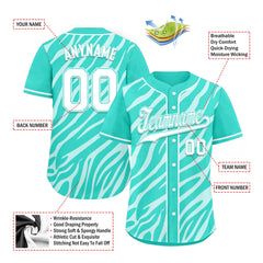 Custom Turquoise White Zebra Pattern Personalized Authentic Baseball Jersey BSBJ01-D020201-11