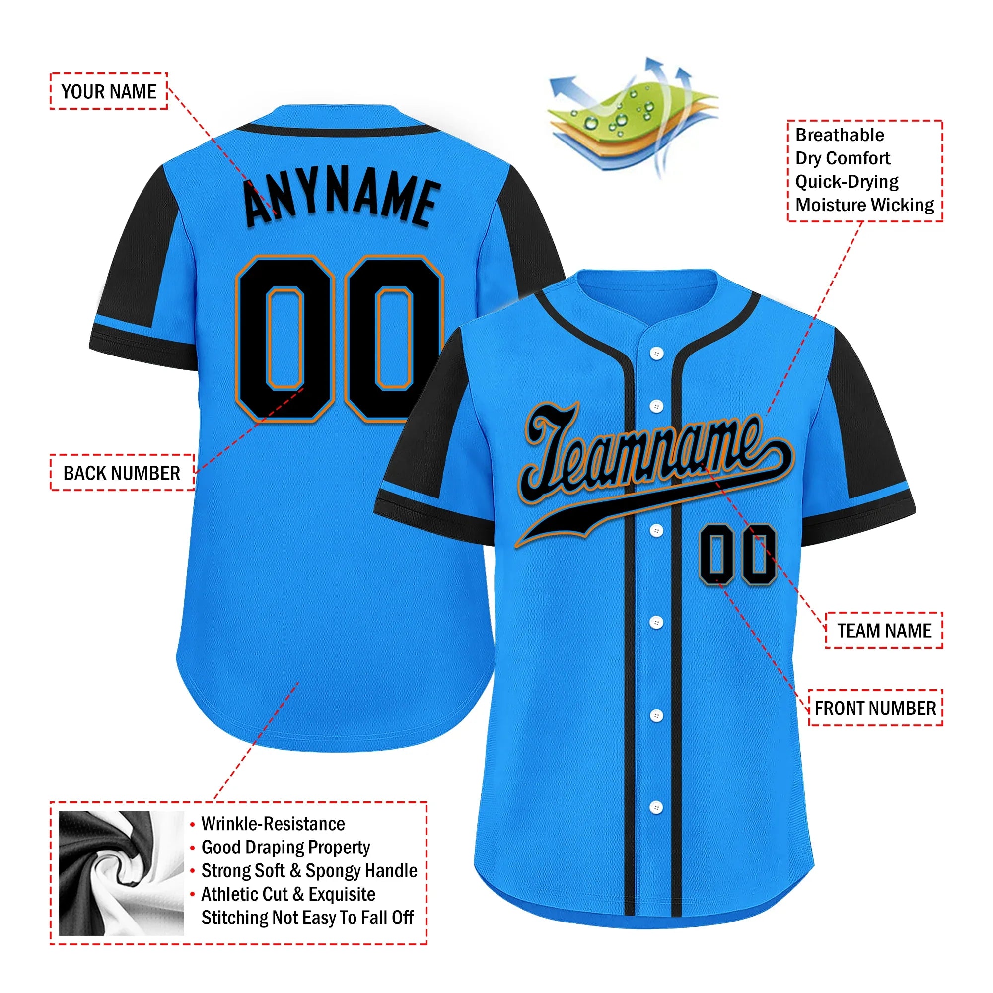 Custom Blue Black Raglan Sleeves Personalized Authentic Baseball Jersey BSBJ01-D017209 - Coolcustomize
