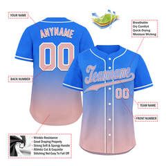 Custom Blue Pink Fade Fashion Personalized Authentic Baseball Jersey BSBJ01-D0a70e0