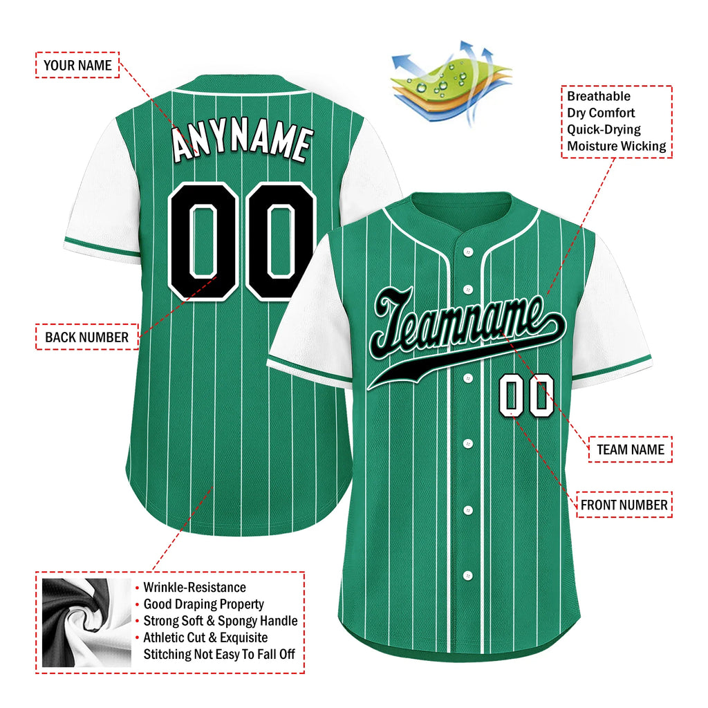 Custom Green White Stripe Fashion Personalized Authentic Baseball Jersey BSBJ01-D017246 - Coolcustomize