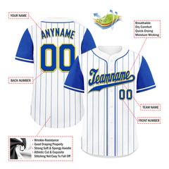 Custom White Blue Stripe Fashion Personalized Authentic Baseball Jersey BSBJ01-D017242